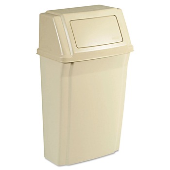 Rubbermaid Commercial Slim Jim 15-Gallon Wall-Mounted Container - Beige