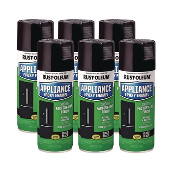 Rust-Oleum Specialty Appliance Epoxy Spray Paint, Gloss Black, 12 oz Aerosol Can, 6/Carton