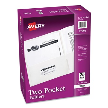 Avery 40 Sheet Capacity 11 in. x 8.5 in. Two-Pocket Folder - White (25/Box)