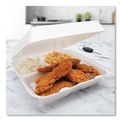 Food Trays, Containers, and Lids | Dart 95HT3R 9.25 in. x 9.5 in. x 3 in. 3-Compartment Foam Hinged Lid Containers - White (200/Carton) image number 5