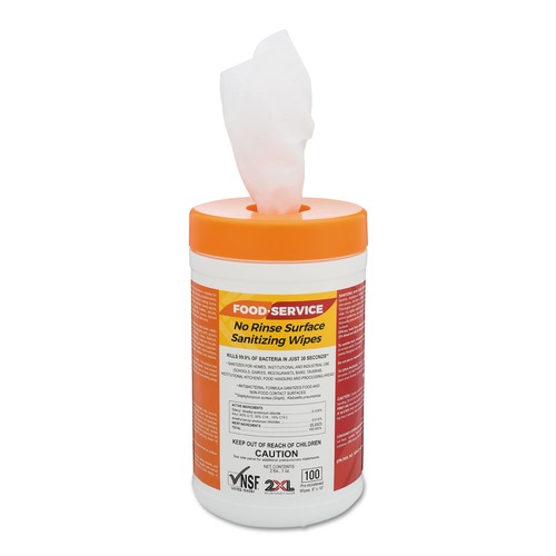 Cleaning & Janitorial Supplies | 2XL 2XL 447 6 in. x 8 in. 1-Ply Food Service No Rinse Surface Sanitizing Wipes - White (6/Carton) image number 0