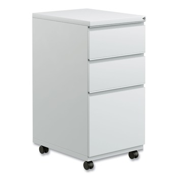 Alera ALEPBBBFLG 14.96 in. x 19.29 in. x 27.75 in. 3-Drawers: Box/Box/File Legal/Letter Left/Right File Pedestal with Full-Length Pull - Light Gray