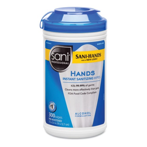 Hand Wipes | Sani Professional NIC P92084 7.5 in. x 5 in. Hands Instant Sanitizing Wipes (300/Canister, 6/Carton) image number 0