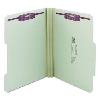 Smead 2 in. Expansion 2/5-Cut Two SafeSHIELD Coated Fasteners Letter Size Recycled Pressboard Folders - Gray-Green (25/Box)