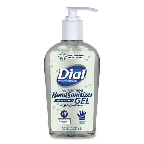 Cleaning & Janitorial Supplies | Dial Professional 2340001585 7.5 oz. Pump Bottle Antibacterial with Moisturizers Gel Hand Sanitizer - Fragrance-Free image number 0