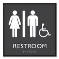 Floor Signs | Headline Sign 66911 8 in. x 8 in. Unisex Accessible Restroom Plastic ADA Sign - Clear/White image number 0