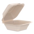 Food Trays, Containers, and Lids | Dart 60FBRHT1 6.12 in. x 5.87 in. x 3.1 in. ProPlanet Seal Compostable Molded Fiber Hinged Trays - Natural (500/Carton) image number 2