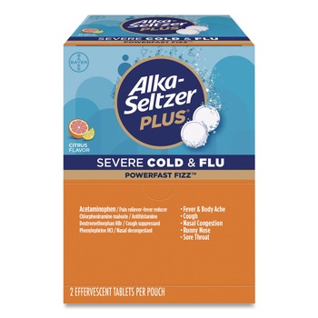 Alka-Seltzer Plus PowerFast Fizz Sever Cold and Flu Effervescent Tablet 2 Tablets/Pouch 30 Pouches/Box
