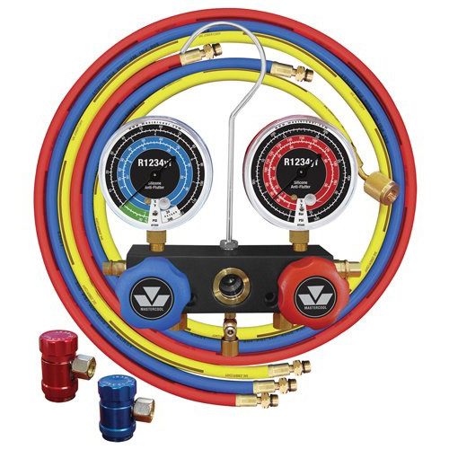 Automotive | Mastercool 83272 2-Way Piston Valve Manifold for R1234yf with 60 in. Hoses and R1234yf Couplers image number 0