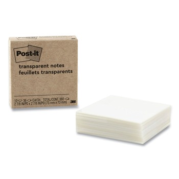 Post-it 3 in. x 3 in. Unruled Note Pads - Transparent (10/Pack)