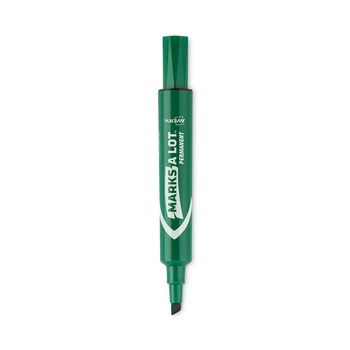 Avery Broad Chisel Tip Regular Desk-Style MARKS A LOT Permanent Marker - Green (1-Dozen)