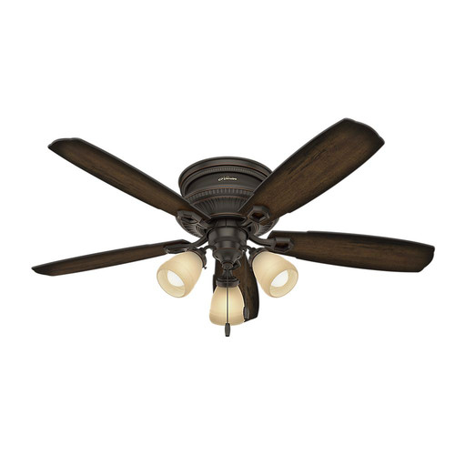 Ceiling Fans | Hunter 53356 52 in. Traditional Ambrose Bengal Ceiling Fan with Light (Onyx) image number 0
