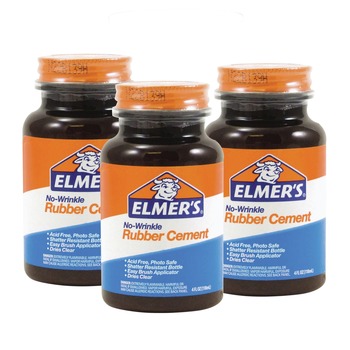Elmer's 4 oz. Rubber Cement with Brush Applicator - Dries Clear (3 Each)