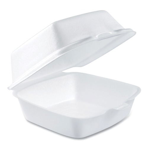 Food Trays, Containers, and Lids | Dart 50HT1 5-1/2 in. x 5-3/8 in. x 2-7/8 in. Hinged Lid Insulated Foam Containers - White (500/Carton) image number 0