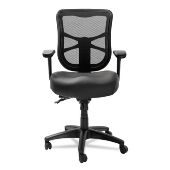 Alera ALEEL4215 Alera Elusion Series Mesh Mid-Back Multifunction Chair, Black Leather