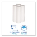 Just Launched | Boardwalk H7658HWKR01 60 Gallon 38 in. x 58 in. Low-Density Waste Can Liners - White (100/Carton) image number 3