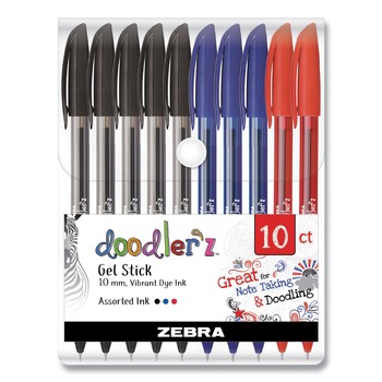 Zebra Doodler'z Bold 1 mm Gel Pen - Assorted (10/Pack)