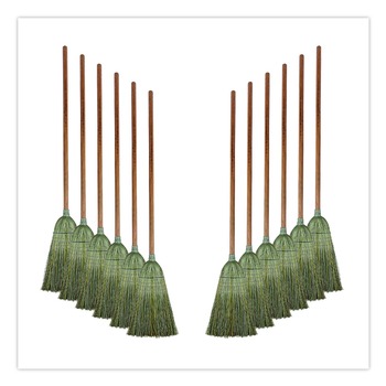 Boardwalk Yucca Corn Fiber Bristle Warehouse Brooms with 56 in. Handle - Natural (12/Carton)