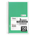 Office Jansan | Mead 06900 9.5 in. x 5.5 in. Sheets 3-Subject Medium/College Rule Spiral Notebook - Random Assorted Cover Color image number 3