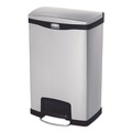 Trash & Waste Bins | Rubbermaid Commercial 1901992 Slim Jim 13-Gallon Front Step Style Stainless Steel Step-On Container - Black image number 0