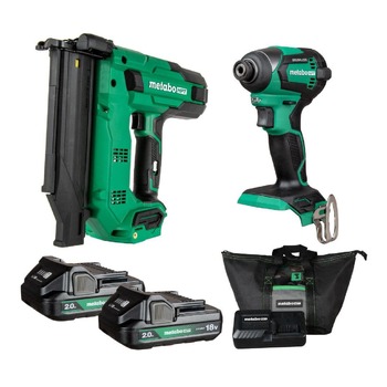 Metabo HPT 18V MultiVolt Lithium-Ion Brad Nailer and Impact Driver Combo Kit with 2 Batteries (2 Ah)