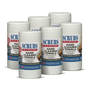 SCRUBS 10 in. x 12 in. 1-Ply Hand Cleaner Towels - Citrus Blue/White (6/Carton)