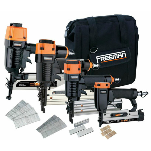 Nail Gun Compressor Combo Kits | Freeman P4FNCB Finishing Stapler and Nailer 4-Tool Combo Kit image number 0