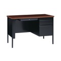 Office Desks & Workstations | Alera 25956 45.5 in. x 24 in. x 29.5 in. Single Pedestal Steel Desk - Mocha/Black/Black Legs image number 3