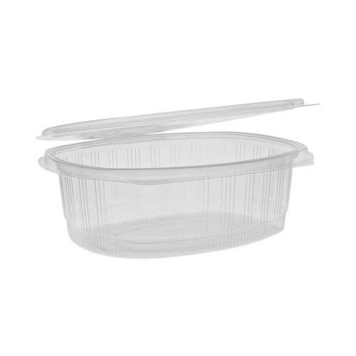 Food Trays, Containers, and Lids | Pactiv Corp. YCA910480000 EarthChoice PET 8.88 in. x 7.25 in. x 2.94 in., 48 oz., Hinged Lid Deli Containers - Clear (190/Carton) image number 0