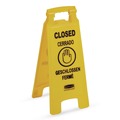 Office Jansan | Rubbermaid Commercial FG611278YEL 11 in. x 12 in. x 25 in. 2-Sided Multilingual "Closed" Sign - Yellow image number 2