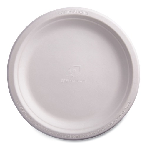 Bowls and Plates | Eco-Products EP-P013NFA Vanguard 9 in. diameter Renewable and Compostable Sugarcane Plates - White (500/Carton) image number 0