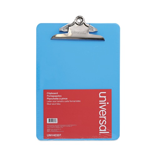 Office Jansan | Universal UNV40307 1.25 in. Clip Capacity 8.5 in. x 11 in. Plastic Clipboard with High Capacity Clip - Translucent Blue image number 0