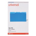 Universal UNV10521 1/3 Cut Tab Legal Size Deluxe Colored Top Tab File Folders - Blue/Light Blue (100/Box) image number 1