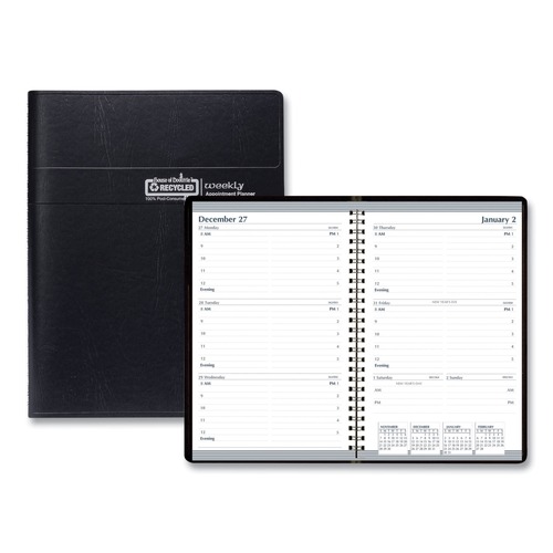Office & Office Supplies | House of Doolittle 278-02 8 in. x 5 in. 12-Month (Jan-Dec 2026) Recycled Weekly Appointment Book - Black Cover image number 0