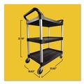  | Rubbermaid Commercial FG342488BLA 18-5/8 in. x 33-5/8 in. x 37-3/4 in. Three-Shelf Economy Plastic Cart - Black image number 5