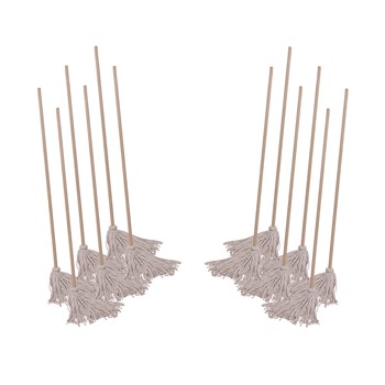 Boardwalk BWK120C Handle/Deck Mops with No. 20 Head and 54 in. Handle - White Cotton Head/Natural Wood Handle (6/Carton)