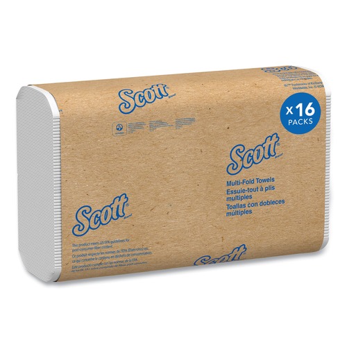Cleaning & Janitorial Supplies | Scott 1804 9.2 in. x 9.4 in. 1-Ply Essential Multi-Fold Towels - White (4000/Carton) image number 0