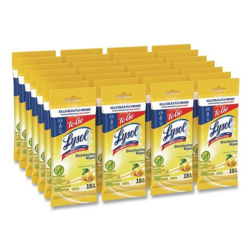 Cleaning & Janitorial Supplies | LYSOL Brand 19200-99799 6.69 in. x 7.87 in. 1-Ply Disinfecting Wipes Flatpacks - Lemon and Lime Blossom White (24/Carton) image number 0