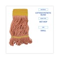Mops | Boardwalk BWK501OR 5 in. Headband Cotton/Synthetic Fiber Super Loop Wet Mop Head - Small, Orange (12/Carton) image number 4