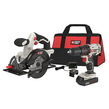 Factory Reconditioned Porter-Cable 20V MAX Cordless Lithium-Ion 1/2 in. Drill & 5-1/2 in. Circular Saw Combo Kit