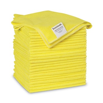 Boardwalk 16 in. x 16 in. Microfiber Cleaning Cloths - Yellow (24/Pack)