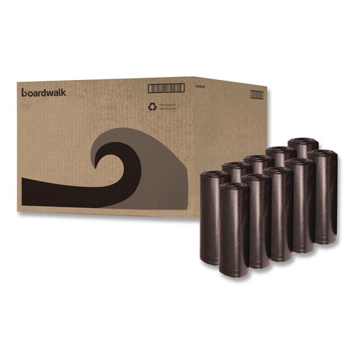 Trash Bags | Boardwalk X7658SKKR01 38 in. x 58 in. 60 gal. 1.2 mil Recycled Low-Density Polyethylene Can Liners - Black (100/Carton) image number 0