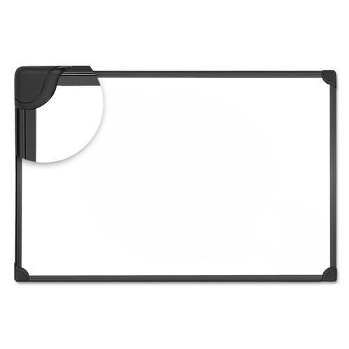 Office Jansan | Universal UNV43025 36 in. x 24 in. Design Series Magnetic Steel Dry Erase Board - White, Black Frame image number 0