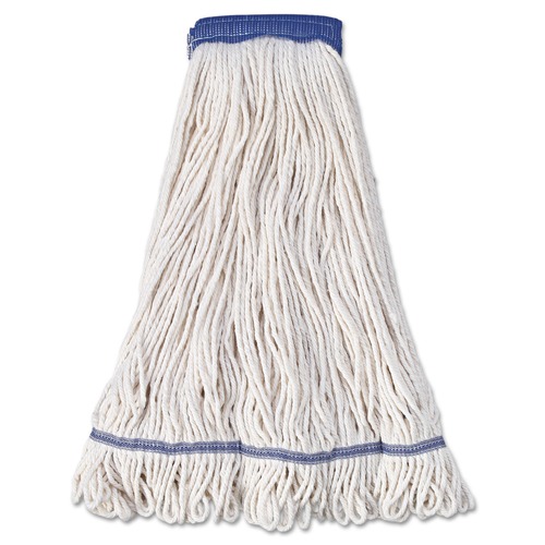 Mops | Boardwalk BWK504WH 5 in. Super Loop Cotton/Synthetic Fiber Wet Mop Head - X-Large, White (12/Carton) image number 0