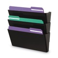 Office Jansan | Universal UNV08121 13 in. x 4.13 in. x 14.5 in. 3-Section Plastic Wall File Pockets - Letter, Black (3/Pack) image number 3