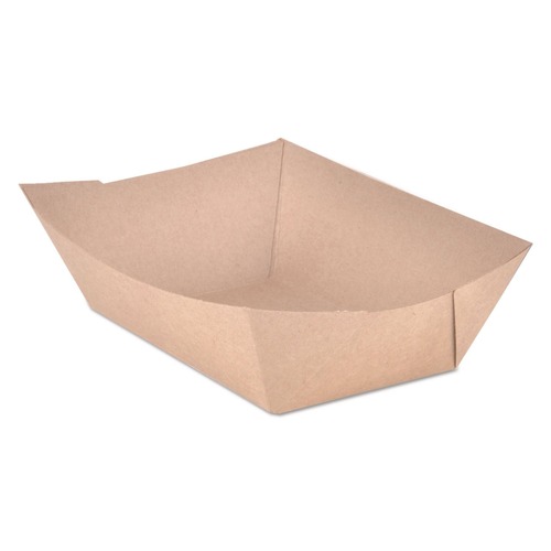 Office Jansan | SCT SCH 0525 3 lbs. Capacity Paper Eco Food Trays - Brown (500/Carton) image number 0