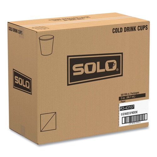 Bulk Savings Pricing 2 | SOLO R3-43107 3 oz. Paper ProPlanet Seal Medical and Dental Graduated Cups - White/Blue (5000/Carton) image number 0