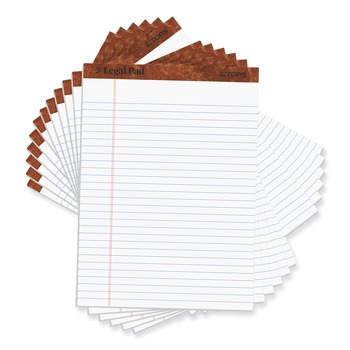TOPS 8.5 x 11.75 Sheets (50) The Legal Pad Ruled Perforated Pads - White (1-Dozen)