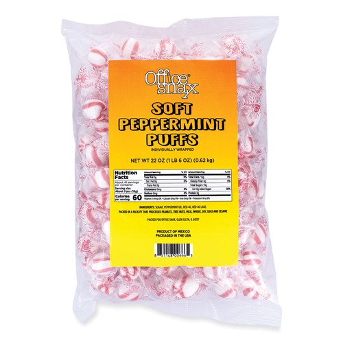 Office Snax 00666 22 oz. Bag Soft Peppermint Puffs Candy Assortments