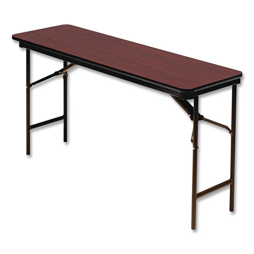 Office & Office Supplies | Iceberg 55274 60 in. x 18 in. x 29 in. OfficeWorks Commercial Wood-Laminate Rectangular Folding Table - Mahogany Top, Brown Base image number 0